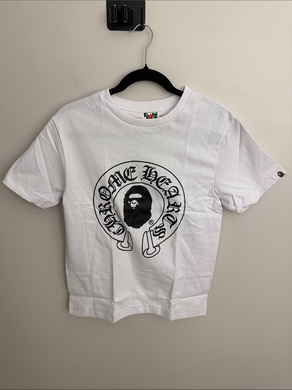 bape x Chrome White Tee with Black Logo